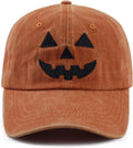 Halloween Pumpkin Hat for Men Women, Adjustable Embroidered Baseball Cap