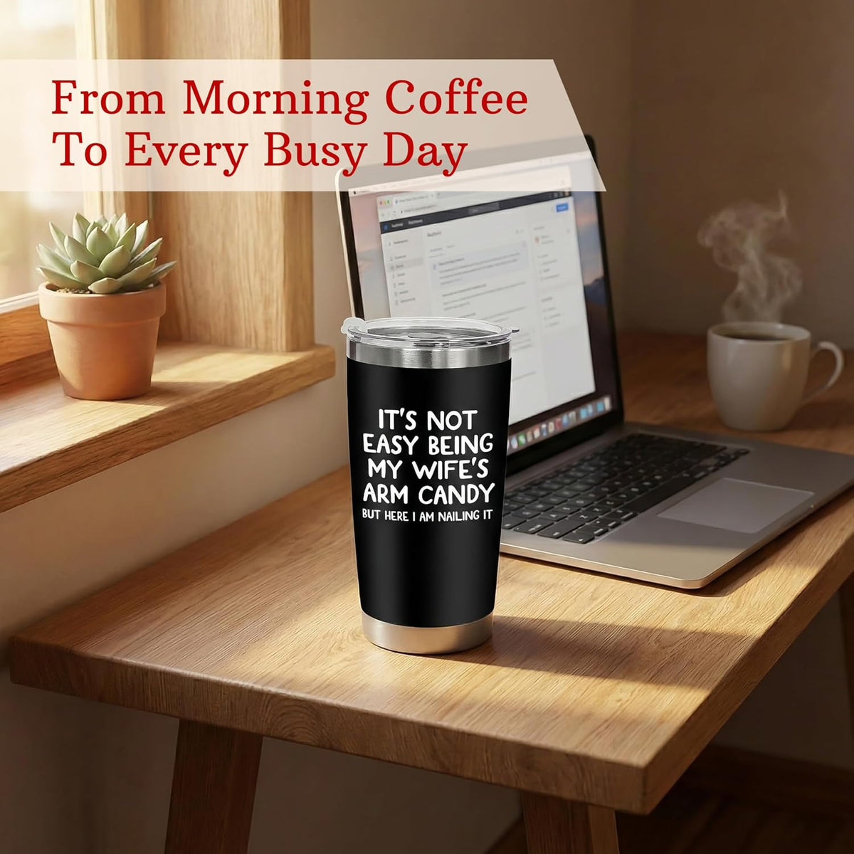 Gift for Husband from Wife, 20 Oz Insulated Tumbler for Men with Lid