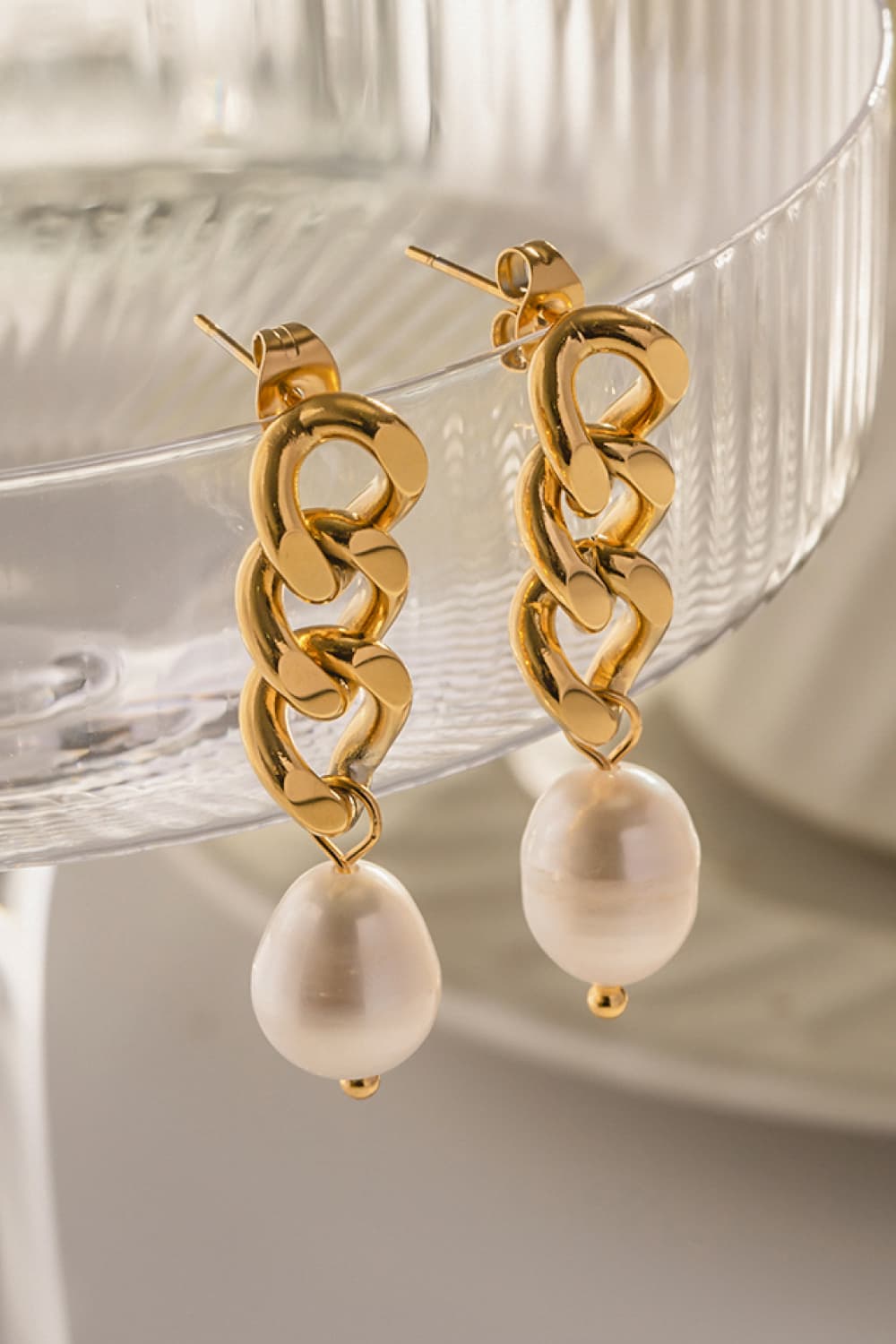 Stainless Steel Pearl Earrings Trendsi