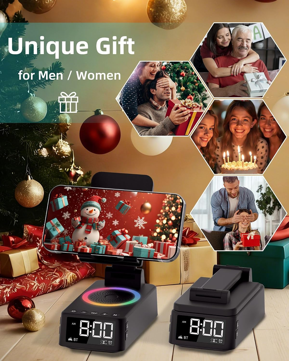 Gifts for Men Women, Bluetooth Speaker with Phone Stand White Noise Machine