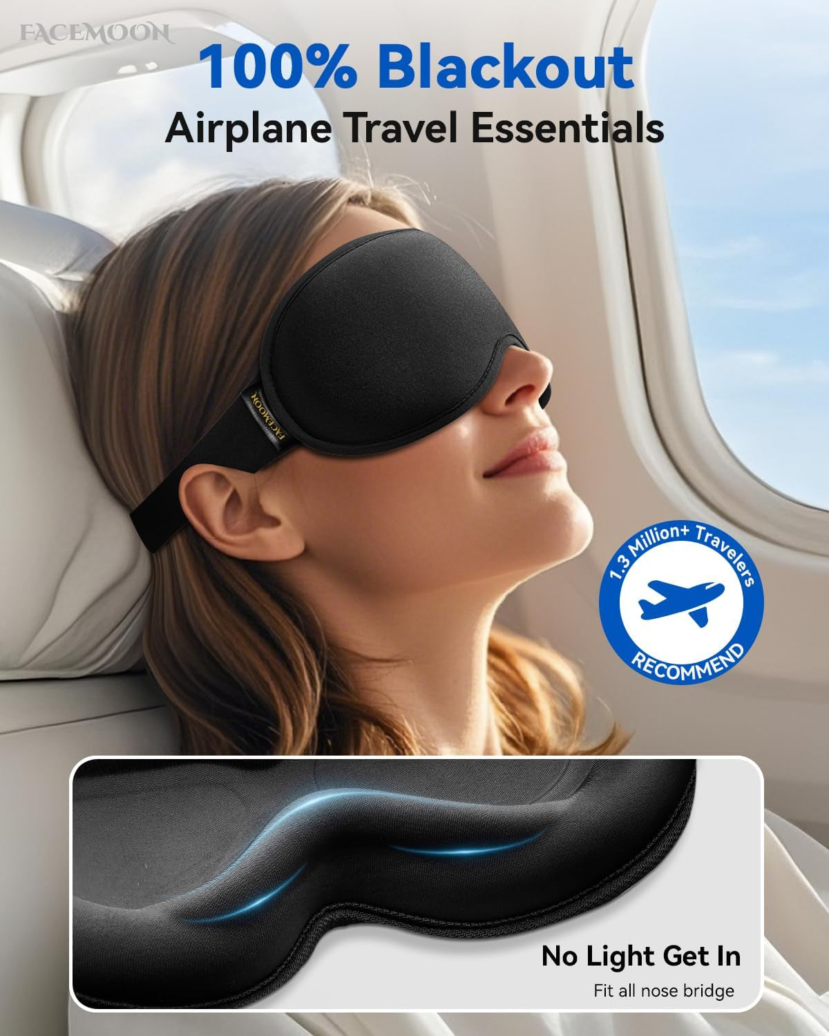 3D Blackout Weighted Sleep Mask, Airplane Travel & Nurse Essential