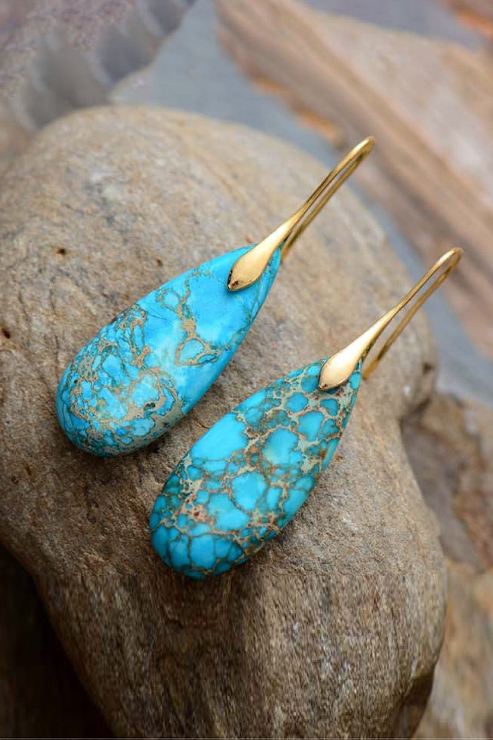 Handmade Teardrop Shape Natural Stone Dangle Earrings Trendsi