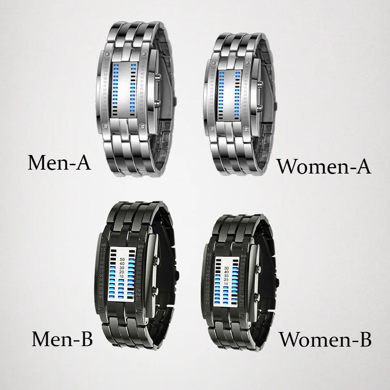 Binary LED Wristwatch | Alloy Case And Strap | 30M Water-Resistant Digital Display