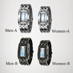 Binary LED Wristwatch | Alloy Case And Strap | 30M Water-Resistant Digital Display