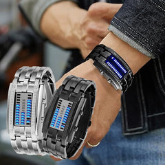 Binary LED Wristwatch | Alloy Case And Strap | 30M Water-Resistant Digital Display