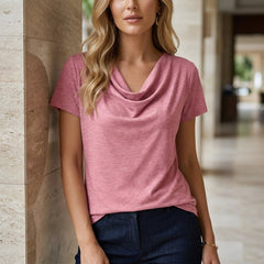 Birdie Draped Cowl Neck Tee