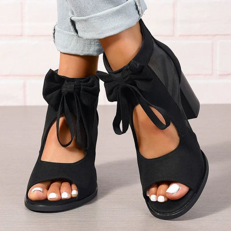 Bria Bow Open-Toe Block Heel Sandals | 3-Inch Stable Heel