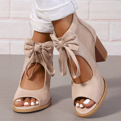 Bria Bow Open-Toe Block Heel Sandals | 3-Inch Stable Heel