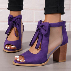 Bria Bow Open-Toe Block Heel Sandals | 3-Inch Stable Heel