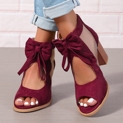 Bria Bow Open-Toe Block Heel Sandals | 3-Inch Stable Heel