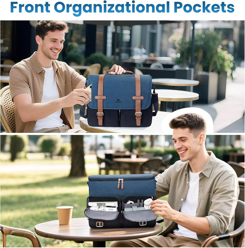 Messenger Bag for School, 15.6 Inch Mens Crossbody Satchel for Work