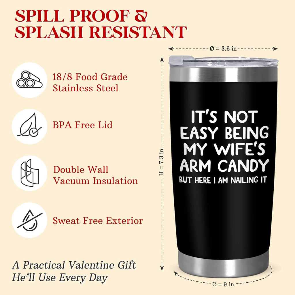 Gift for Husband from Wife, 20 Oz Insulated Tumbler for Men with Lid