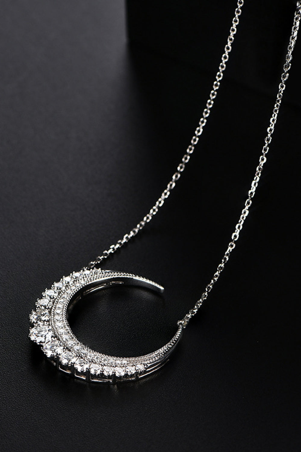 1.8 Carat Moissanite Crescent Moon Shape Pendant Necklace Trendsi