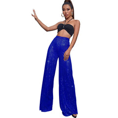 Step Out in Style with GlamFlow™ High-Waist Sequined Wide-Leg Pants