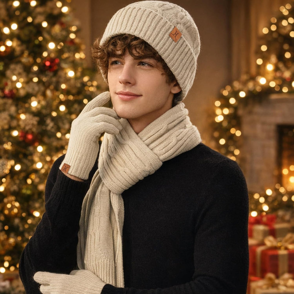Winter Beanie Hats for Men Touchsreen Gloves Scarf Gifts for Men