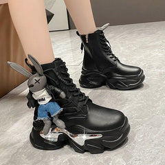 Make a Bold Statement with IconicStep™ Women's Cartoon High-Top Biker Boots