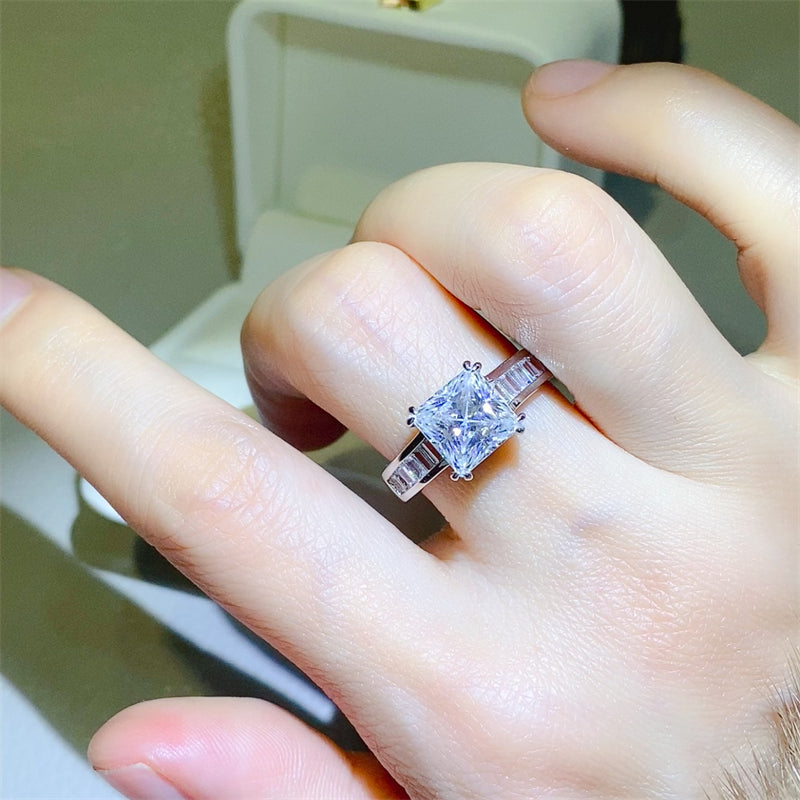 3 Carat Moissanite 925 Sterling Silver Square Shape Ring Trendsi