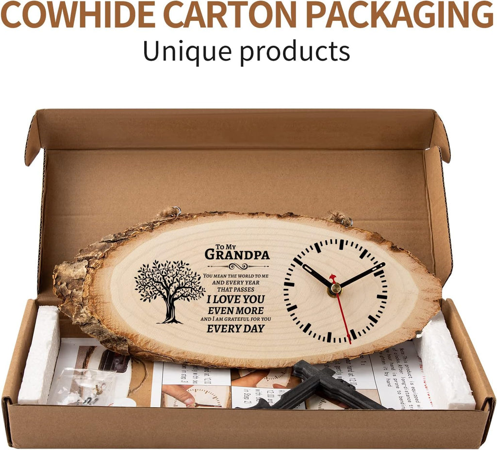 Grandpa Gifts, Wooden Clock Birthday Gifts for Grandpa Grandfather