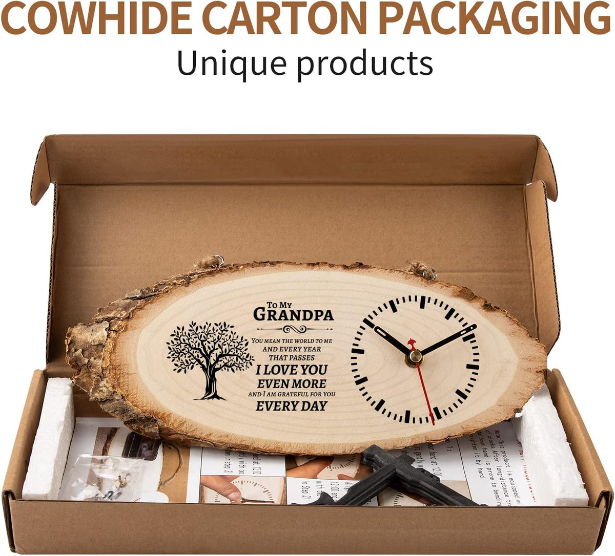 Grandpa Gifts, Wooden Clock Birthday Gifts for Grandpa Grandfather