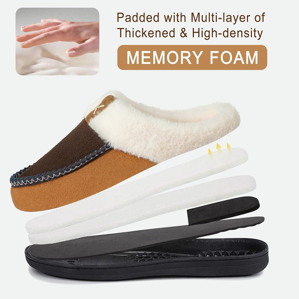Mens Slippers Moccasins Memory Foam Fuzzy House Shoes for Bedroom