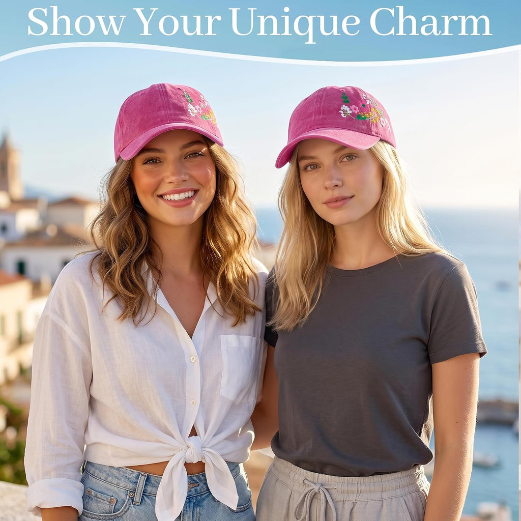 Womens Baseball Cap Embroidered Hat for Woman Floral Baseball Cap