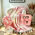 Premium Crochet Flower Bouquet Blanket Ombre Pink Birthday Gifts for Women