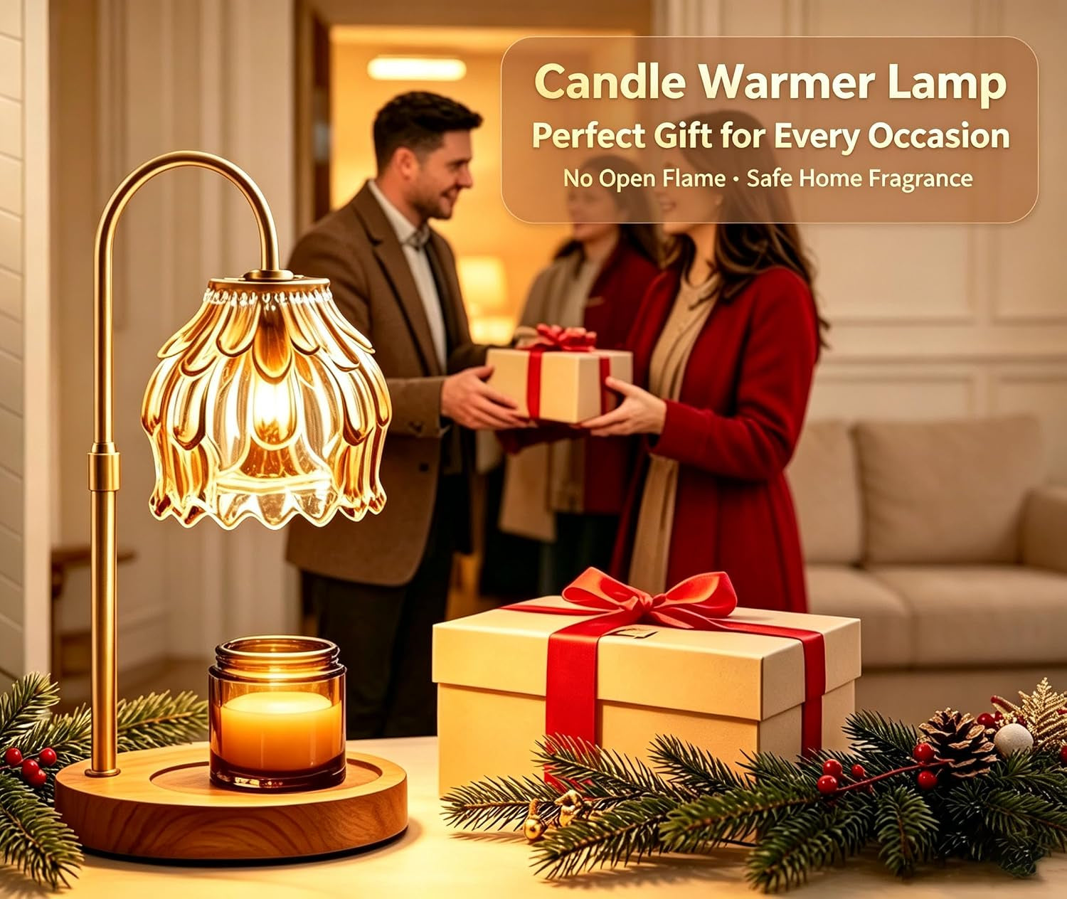 Candle Warmer Lamp, Height Adjustable with Timer & Dimmer, Flameless Wax Melter for Scented Jar Candles, Aromatherapy Fragrance Light, Housewarming Gift for Mom & Women, Bedroom Home Decor