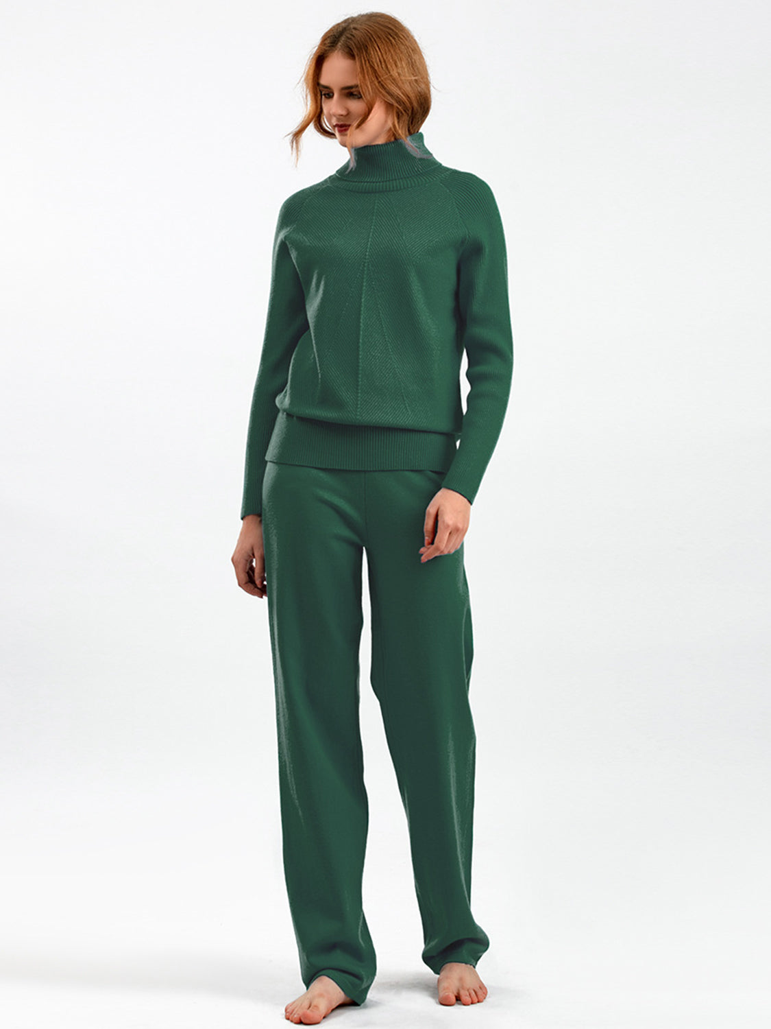 Basic Bae Turtleneck Raglan Sleeve Top and Pants Sweater Set Trendsi