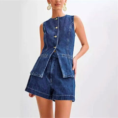 Chanoire Denim Vest Shorts Set