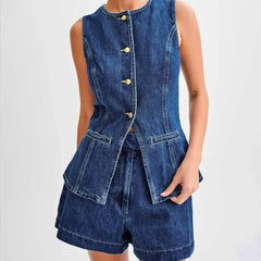 Chanoire Denim Vest Shorts Set