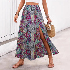 Corfu Floral Slit Maxi Skirt