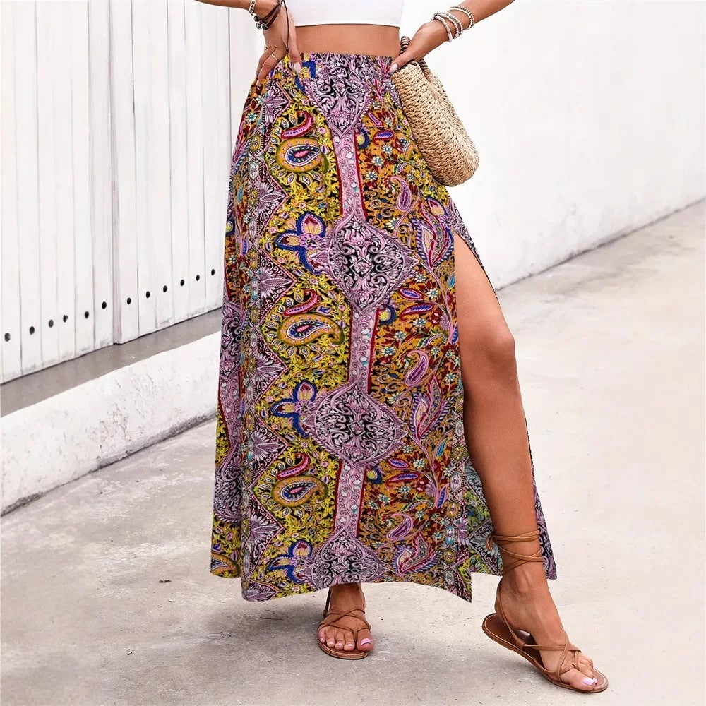 Corfu Floral Slit Maxi Skirt