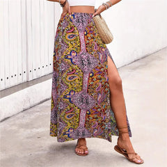 Corfu Floral Slit Maxi Skirt