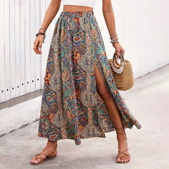 Corfu Floral Slit Maxi Skirt