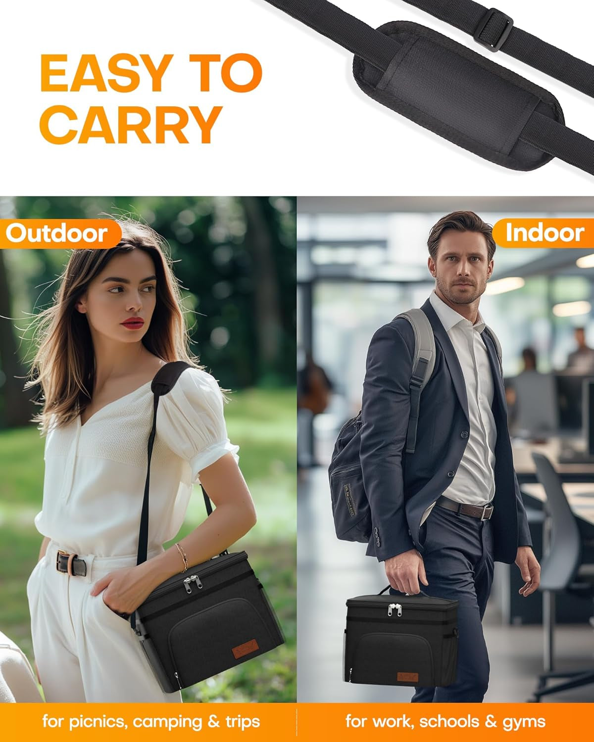 Insulated Lunch Box Men Women Leak-Proof Cooler Lunch Bag 9L
