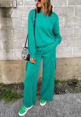 Full Size Round Neck Long Sleeve Top and Drawstring Pants Set Trendsi