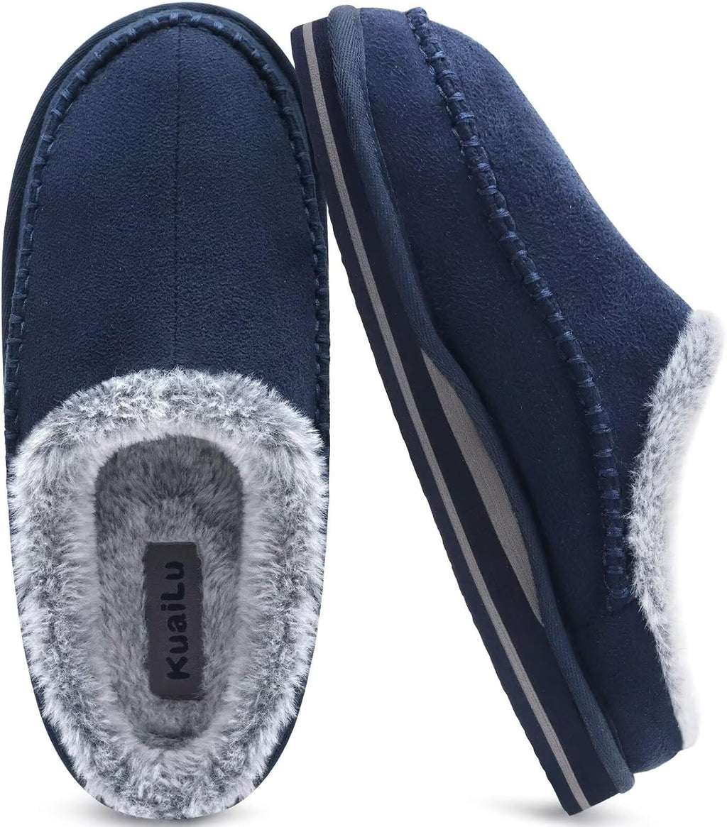 Mens Slippers Orthopedic Arch Support Suede Fluff Plush Home Shoes
