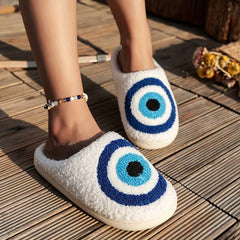 Evil Eye Plush Slippers dylinoshop