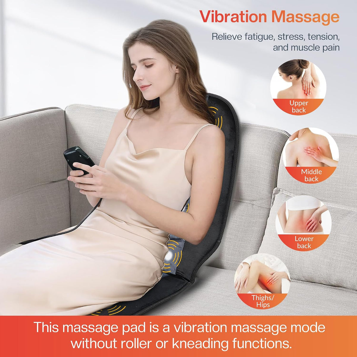 Vibration Massage Chair Pad, Back Massager with Heat, Massage Seat Cushion