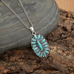 Artificial Turquoise Pendant Alloy Necklace Trendsi