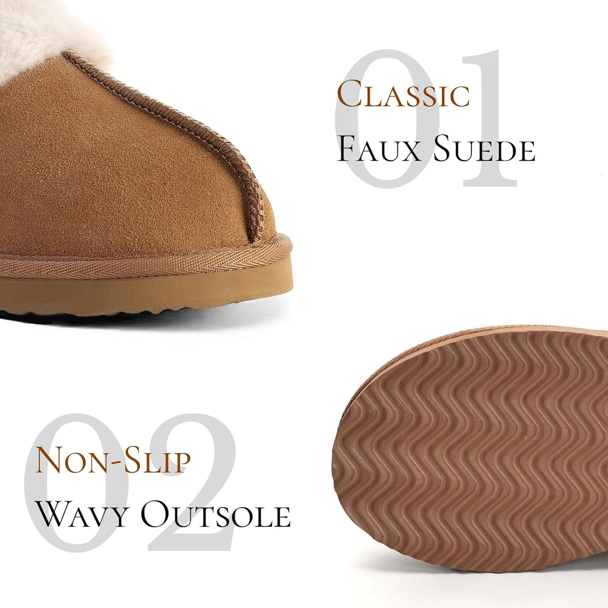 Fuzzy Slippers for Women Cozy Faux Fur House Shoes Memory Foam Slippers
