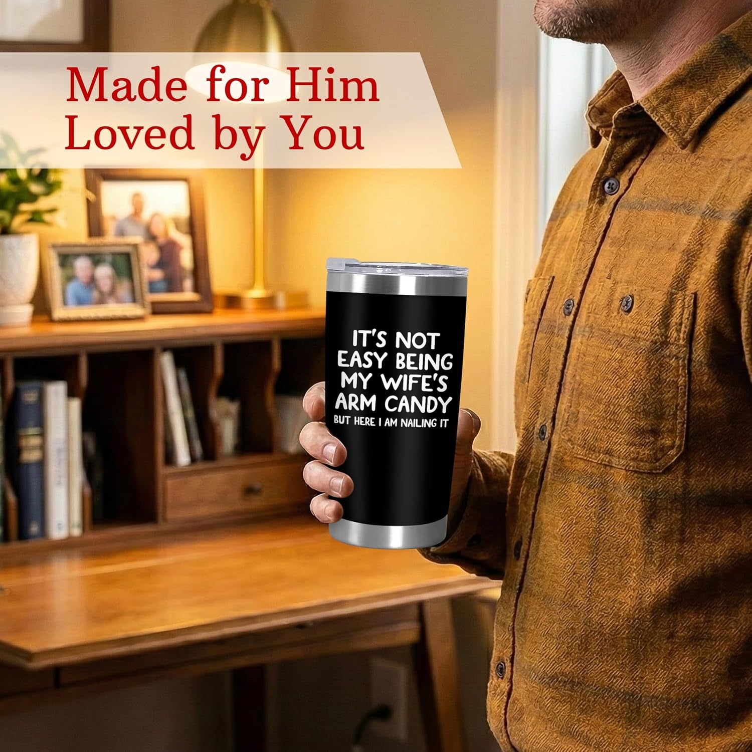 Gift for Husband from Wife, 20 Oz Insulated Tumbler for Men with Lid