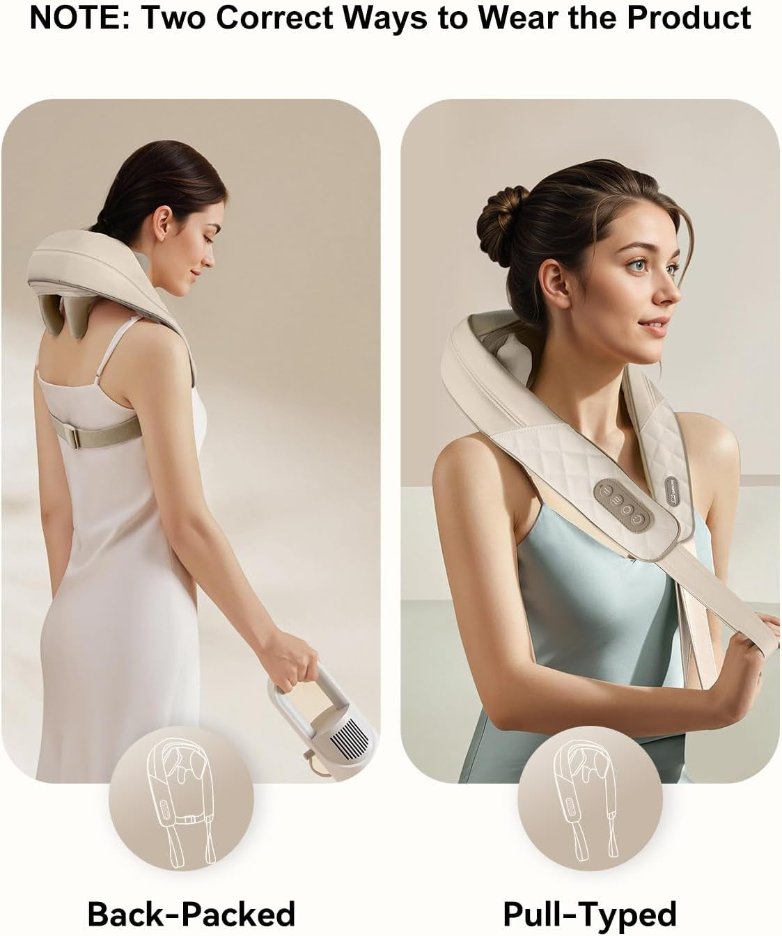 Cordless Neck & Shoulder Massager with Kneading, Heat, USB-C