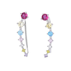 Delara Zirconia Ear Climber Earrings | Seven-Stone Crawler Stud Style