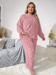 Pure Color Jacquard Cotton Velvet Warm Suit Pajamas