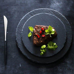 Durable Black Serving Plate for Hot & Cold Dishes – Eco-Friendly Slate-Inspired Design, Scratch-Resistant, Dishwasher Safe