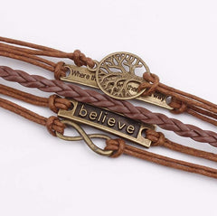 Alloy PU Leather Rope Bracelet Trendsi