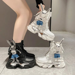 Make a Bold Statement with IconicStep™ Women's Cartoon High-Top Biker Boots