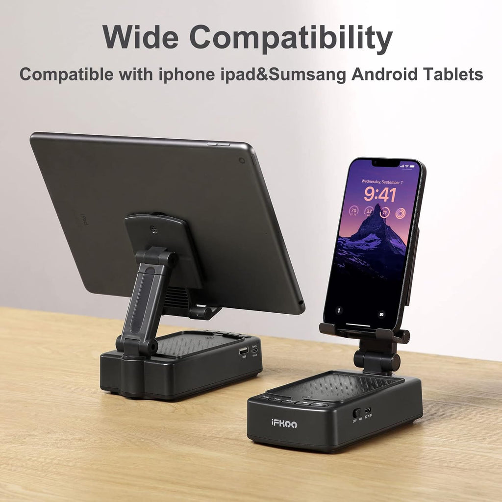 Gifts for Men Women, Phone Stand with Bluetooth Speaker BT5.3, Gifts for Him Dad Who Have Everything, Phone Holder with Wireless Speaker for Iphone/Android/Tablet, Tech Gadgets,Birthday Gifts for Men