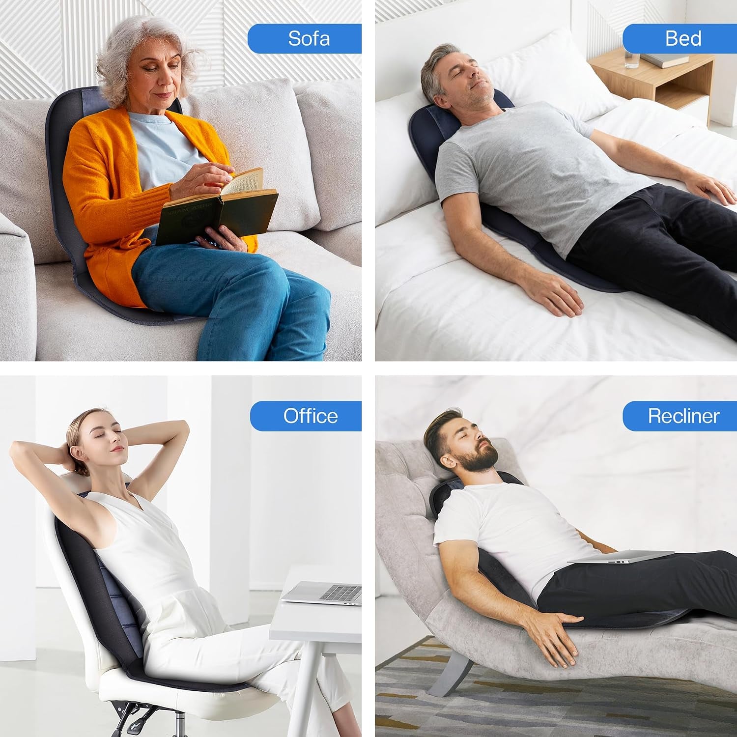 Vibration Massage Chair Pad, Back Massager with Heat, Massage Seat Cushion